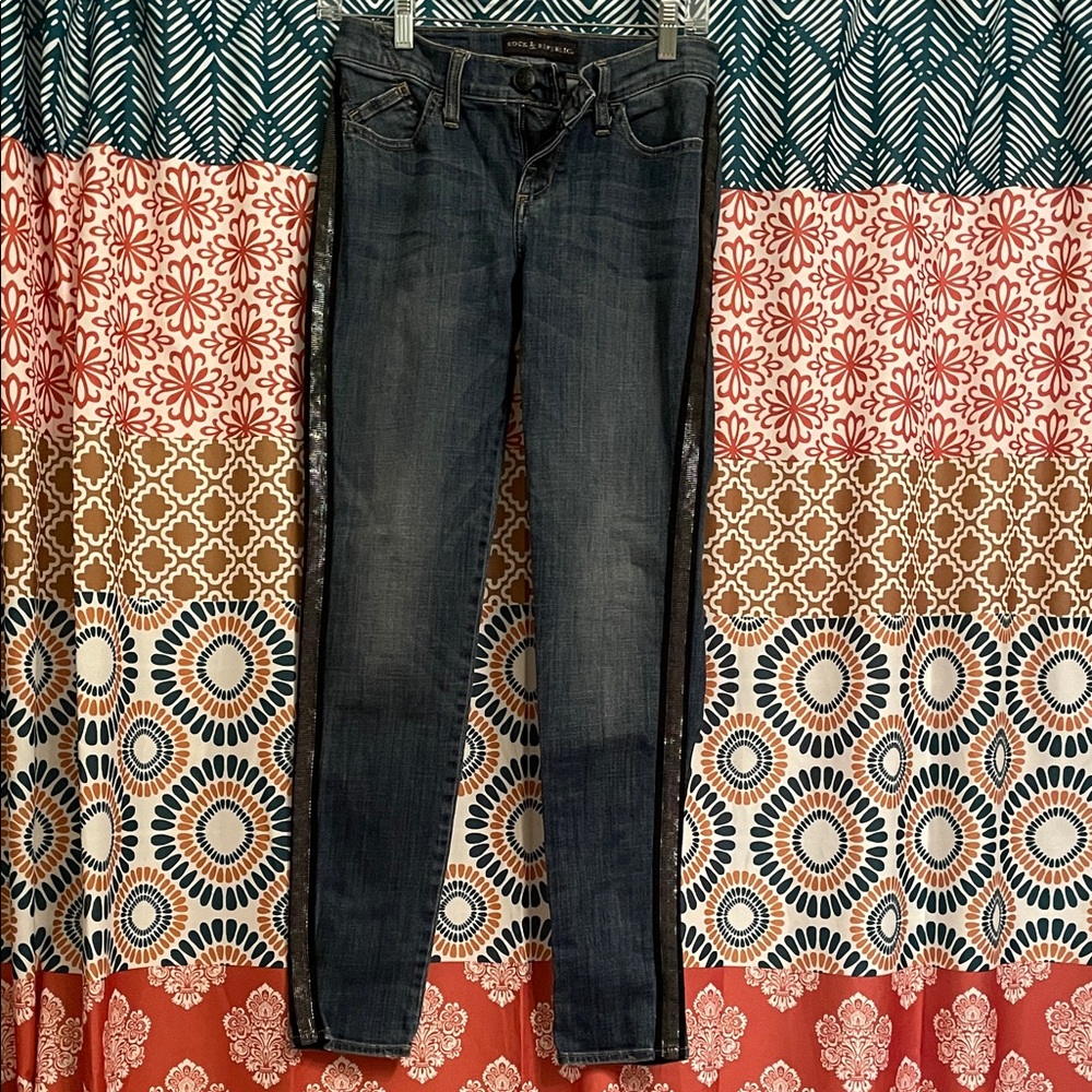 Dark Blue Sparkle embellished Jeans Rock & Republic rare unique size 4